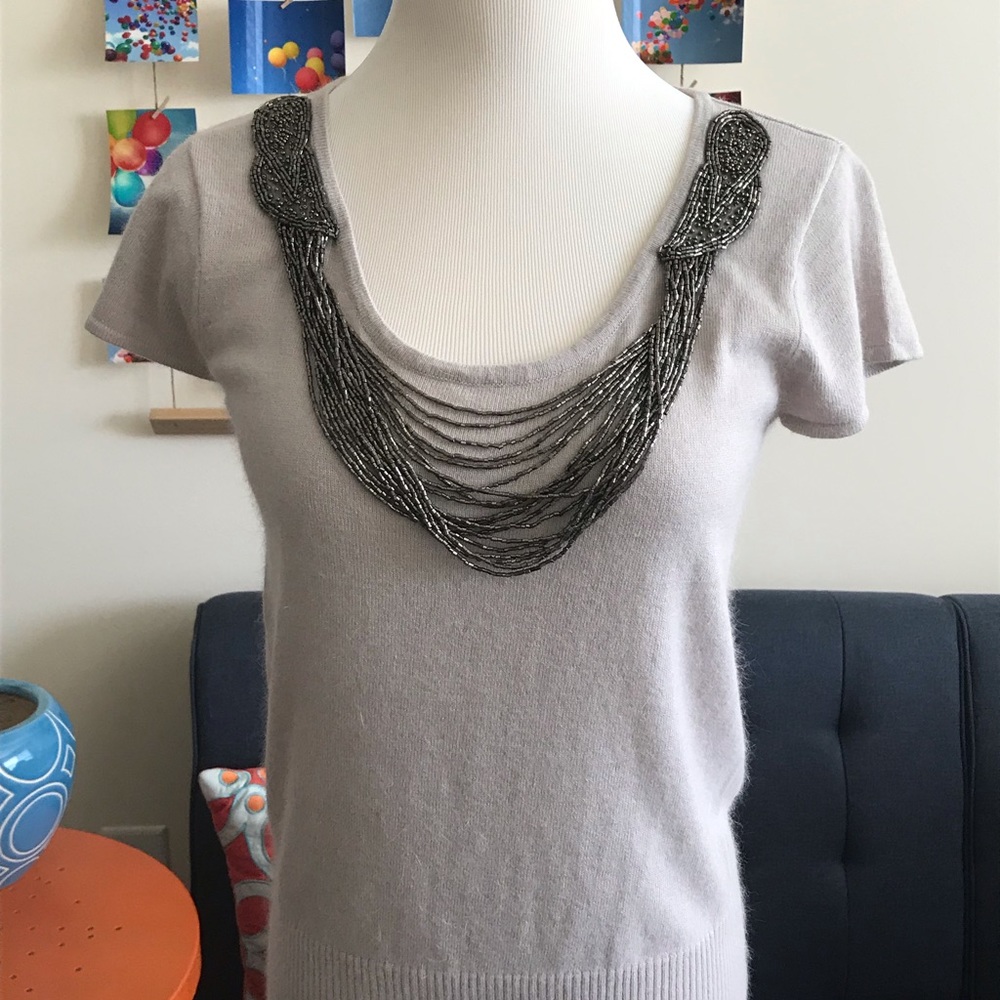 Adrienne Vittadini Embellished Sweater Top Size S